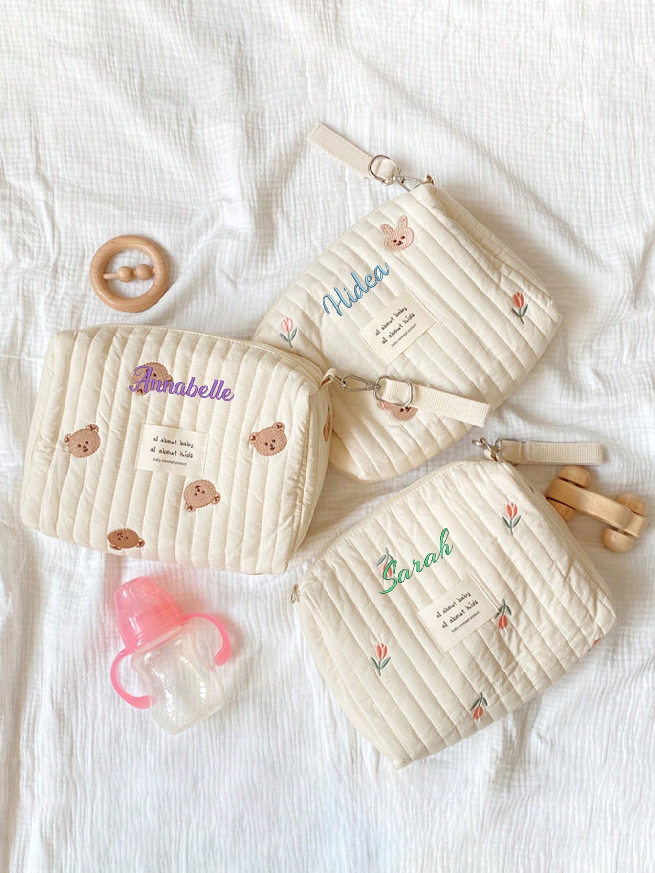 맞춤 이름 자수 아기 기저귀 가방 퀼트 수납 파우치 귀 - Embroidery And Quilting 리뷰 및 가격